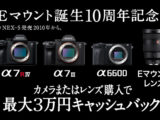 間もなく終了 Eマウント誕生10周年記念 αミラーレス サンクスキャンペーン