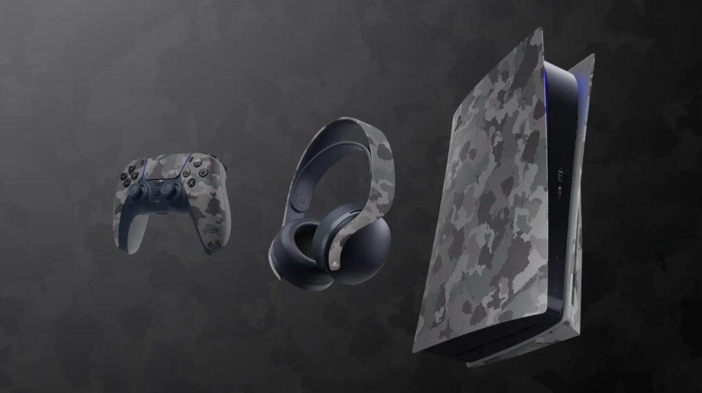 PS5用周辺機器のカラバリに「 グレー カモフラージュコレクション