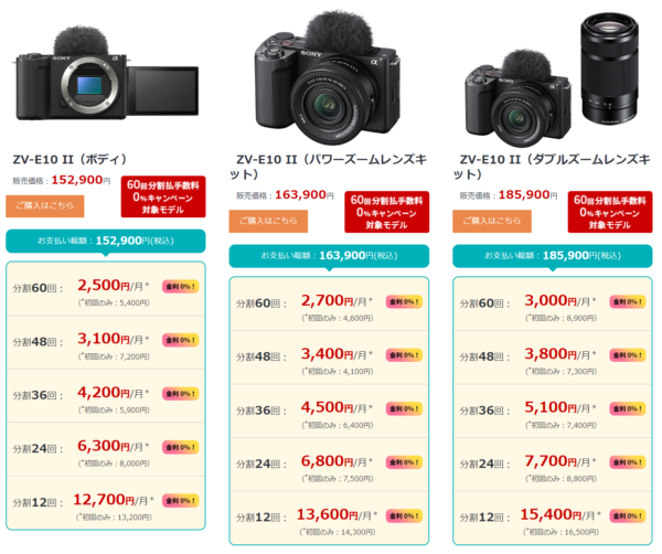 ソニーストア 分割60回手数料0%キャンペーン