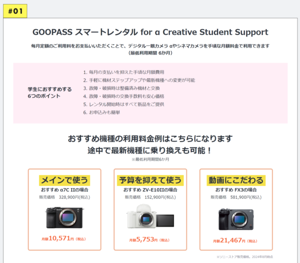 Sony Store ×α Creative Student Support