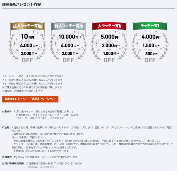 ソニーストア ラッキー抽選会