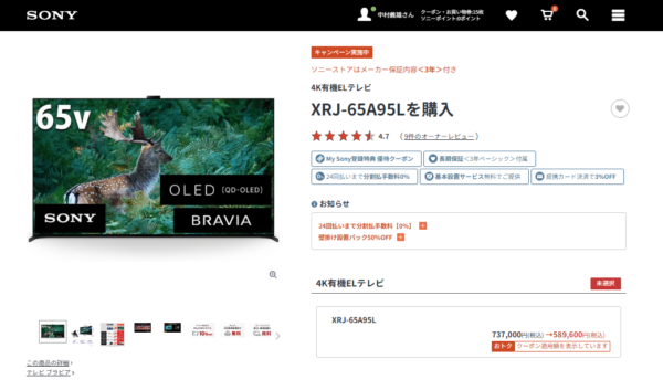 BRAVIA A95L 最終価格