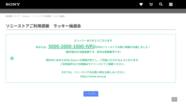 ソニーストア ラッキー抽選会