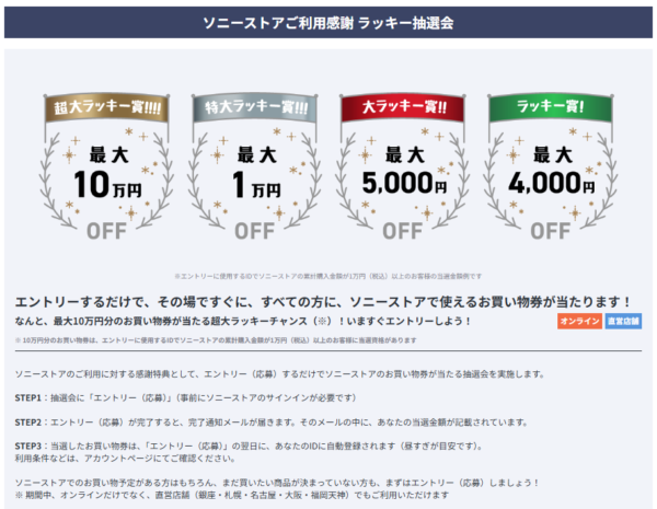 ソニーストア ラッキー抽選会