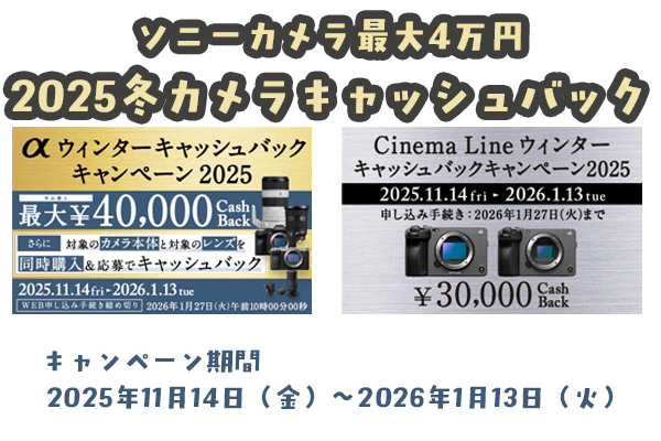 ソニー カメラ キャッシュバック 2026 締切