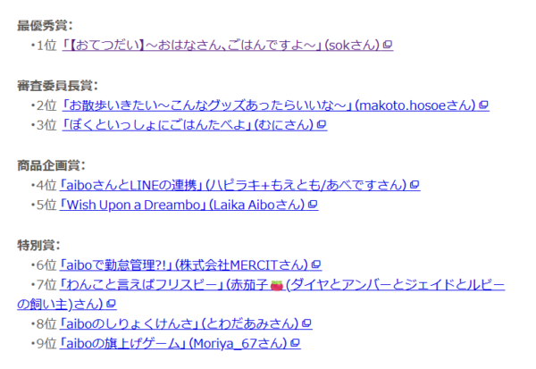 aiboクリエイターズチャレンジ2026 受賞作品