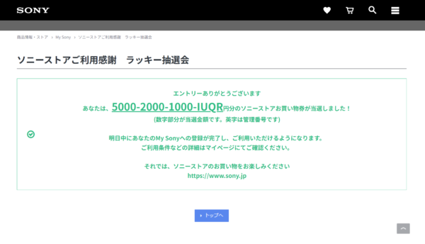 ソニーストア ラッキー抽選会 2026