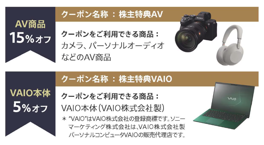 株主様特典 ソニーストアクーポン