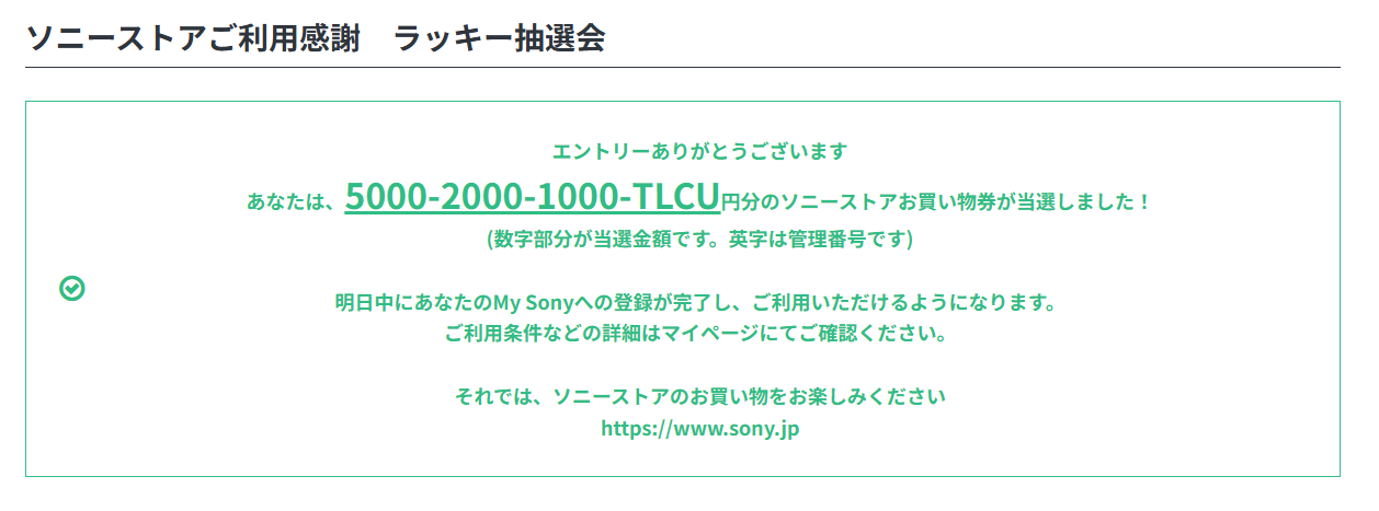 ソニーストア ラッキー抽選会
