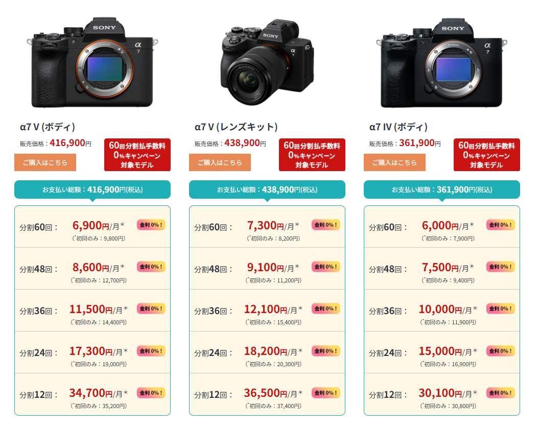 ソニーストア 60回払い手数料0％キャンペーン