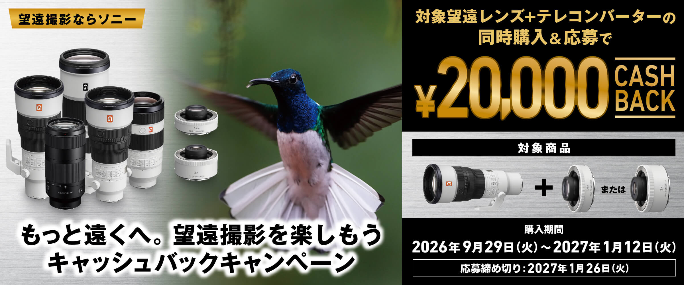 もっと遠くへ。望遠撮影を楽しもうキャッシュバックキャンペーン
